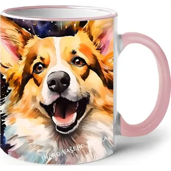 Keramický hrnek Welsh Corgi Pembroke, Barva Růžová, Velikost 330 ml, Canvas Keramický hrnek s barevným uchem 2624