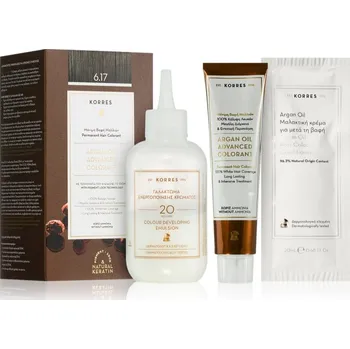 Barva na vlasy Korres Argan Oil permanentní barva na vlasy s arganovým olejem odstín 6.17 Dark Blond Beige 50 ml