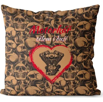 Dekorativní polštářek Polštář 40 x 40 cm - Motorkář tělem i duší