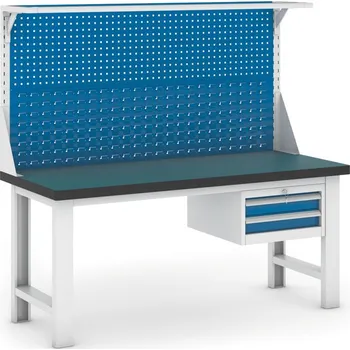 Dílenský stůl Pracovní stůl do dílny GB s nástavbou a závěsným boxem na nářadí, 1800 mm