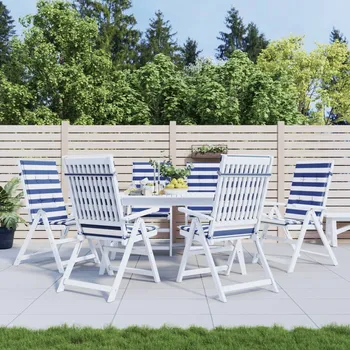 Bytový textil vidaXL Podušky na židli vysoké opěradlo 6 ks modré a bílé pruhy textil