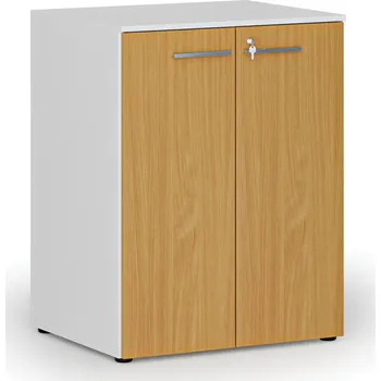 Kancelářská sestava Kancelářská skříň s dveřmi PRIMO WHITE, 2 police, 800 x 640 x 1027 mm, bílá/buk