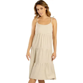 Dámská móda Dámské šaty LITEX na ramínka hnědé Barva: béžová, Velikost: M