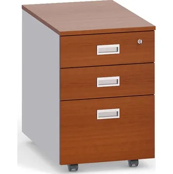 Zásuvkový kontejner Kancelářský mobilní kontejner PRIMO na závěsné složky, 3 zásuvky, šedá /třešeň