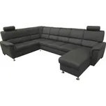 Sedací souprava MALAGA IV pravá/šedá moderní/nadčasový s nožičkami vysouvací s rozkladem pro 6 osob