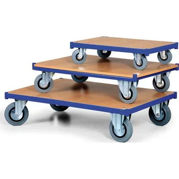 Plošinový vozík Pojízdná plošina, 1000x700 mm, nosnost 400 kg, kola 200 mm s šedou pryží