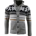 CARISMA svetr pánský 7011 límec s kožíškem zapínání na knoflíky L tmavě šedá