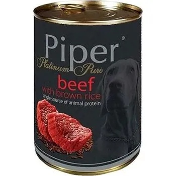 Krmivo pro psa PIPER PLATINUM PURE hovězí s hnědou rýží, konzerva pro psy, 400 g
