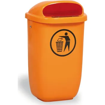 Venkovní odpadkový koš Venkovní odpadkový koš na sloupek, 50 l, 425 x 320 x 780 mm, oranžový
