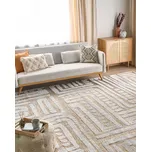 Koberec béžový a šedý polyester 300 x 400 cm geometrický vzor moderní minimalistický styl obývací pokoj ložnice Beliani