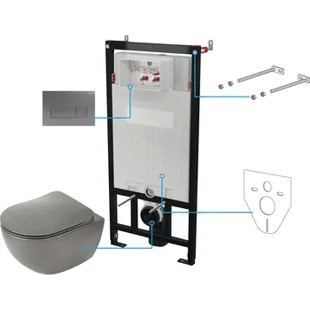 WC sada Deante Peonia wc souprava s mísou, sedátkem a tlačítkem CDETDZPW