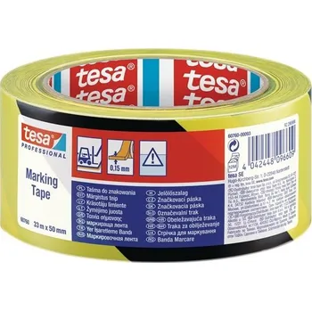 Výstražná páska Značkovací páska Tesa, žlutá/černá