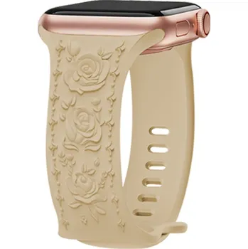 Příslušenství k chytrým hodinkám Řemínek gravírované růže pro Apple Watch 42/44/45/46/49mm Barva: slonová kost
