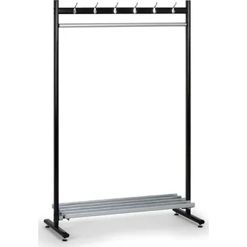 Věšák Kovový řadový věšák s odkládací policí - s nožkami, jednostranný