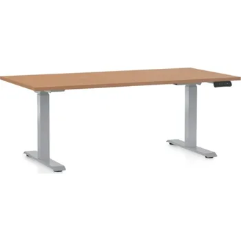 Psací stůl Výškově nastavitelný stůl OfficeTech D, 160 x 80 cm, šedá podnož, buk