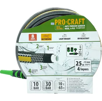 Zahrada Černo-žlutá zahradní hadice Procraft PR-4KAT1325F