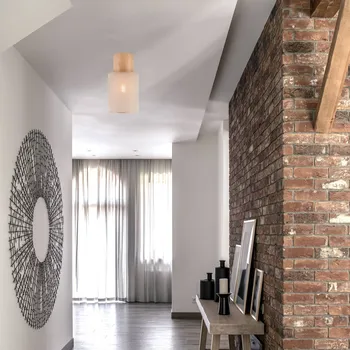 Stropní svítidlo Envostar Asolita látkové stínidlo béžové barvy béžová, světlé dřevo 1 x 60 W - Doprava zdarma