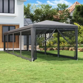 Zahradní stan vidaXL Party stan s 10 síťovanými bočnicemi antracitový 3 x 12 m HDPE