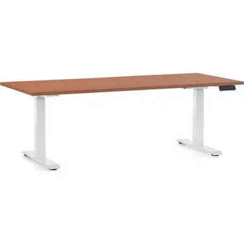 Psací stůl Výškově nastavitelný stůl OfficeTech D, 180 x 80 cm, bílá podnož, třešeň
