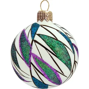 Koule bílá dekor barevných lístků, glitr