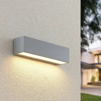 Venkovní osvětlení Lucande LED nástěnné svítidlo Lengo, 25 cm, stříbrná, 1 světlo, IP65 stříbro LED 9 W celkem - Doprava zdarma