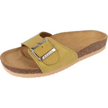 Dámské pantofle Dámské letní zdravotní pantofle Barea kožené žluté 010032 široká špička - 41