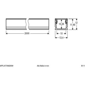 Lampička EVN APFLAT7 hliníkový profil 200 cm, U profil bílá - vnitřní šířka 1 cm bílý, opálový - Doprava zdarma