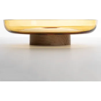 Lampička Artemide Bontà mísa, žlutá, Ø 26 cm, sklo, dřevo - Podstavec - Ø 12 cm, výška 3,4 cm; výška mísy 3,8 cm žluté, tmavé dřevo - Doprava zdarma