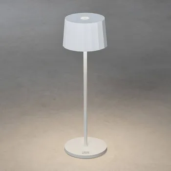 Venkovní osvětlení Konstsmide LED stolní lampa Positano venkovní, bílá - délka kabelu 150 cm LED celkem 2,2 W - Doprava zdarma