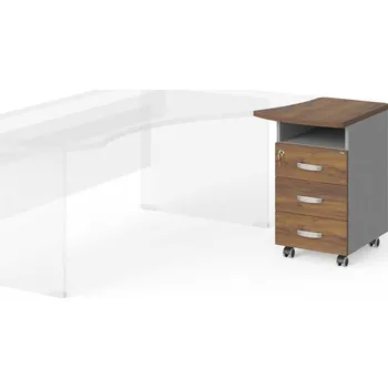 Zásuvkový kontejner Kontejner Manager 53,5 x 59,3 cm, pravý, ořech warmia / šedá