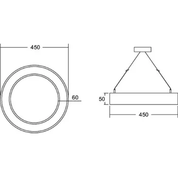 Lampička BRUMBERG Biro Circle Ring5 direct 45cm Casambi black 4000K černá LED 30 W celkem - Doprava zdarma