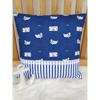 Povlak na dekorativní polštářek Povlak na polštář 40 x 40 cm – Medvídci námořníci | Ruční výroba z bavlny