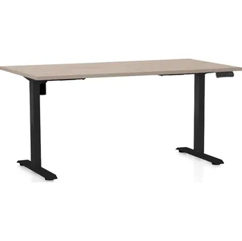 Psací stůl Výškově nastavitelný stůl OfficeTech B, 160 x 80 cm, černá podnož, dub