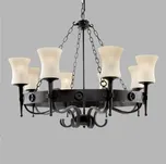 Searchlight Lustr Cartwheel, osm zdrojů černý; opálový 8 x 10 W LED - Doprava zdarma