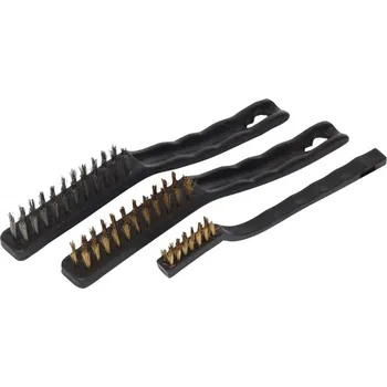 Drátěný kartáč Sada kartáčů ocelových a mosazných s plastovou rukojetí 3 ks