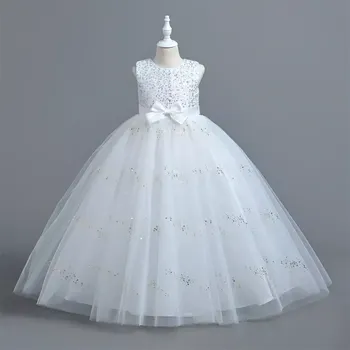 Dívčí šaty Šaty dětské dlouhé slavnostní Kate bílé princeznovské s flitrem
