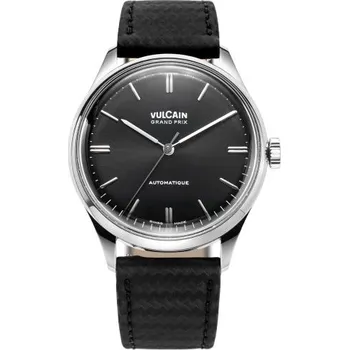 Hodinky Vulcain Grand Prix - Black - Black Carbon Leather Strap + 5 let záruka a dárek ZDARMA