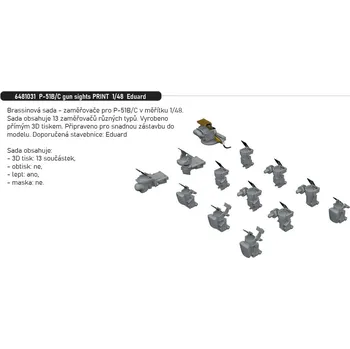 Plastikový model Eduard 1/48 P-51B/C gun sights PRINT (EDUARD)