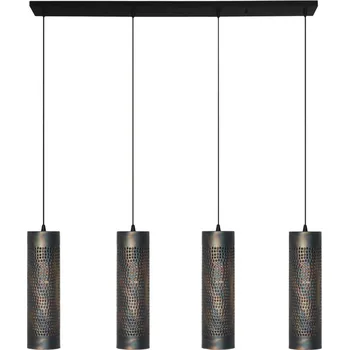 Freelight Závěsné svítidlo Forato, délka 120 cm, hnědá barva, 4 světla, kov - Stříška - délka 119,5 cm, šířka 8 cm, výška 2,5 cm 4 x 40 W - Doprava zdarma