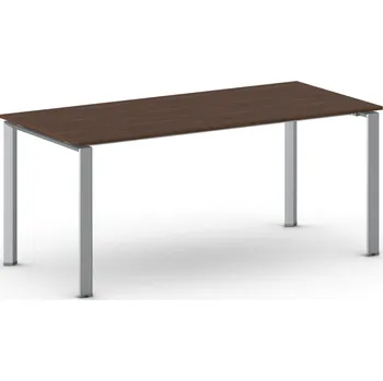 Psací stůl B2B Partner Jednací kancelářský stůl PRIMO INFINITY, 180x90 cm, šedostříbrná podnož, ořech