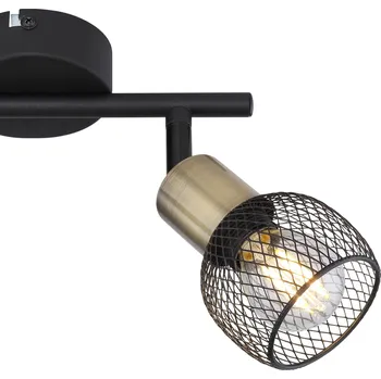 Globo Stropní světlo Fiastra, černá/mosaz 2 zdroje - Ø stínidel 8 cm černá, patinovaná mosaz 2 x 40 W - Doprava zdarma