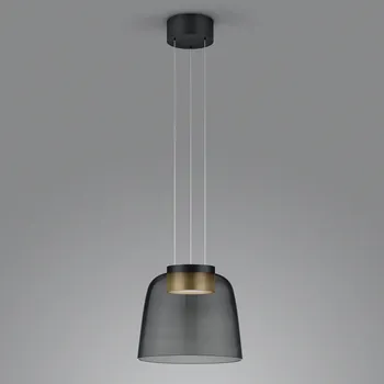 Helestra Oda závěsné světlo černá/zlatá sklo - baldachýn - Ø 6 cm, výška 13,5 cm černá lesklá, zlatá, kouřově šedá-transparentní LED celkem 25 W - Doprava zdarma