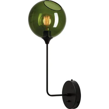 Lampička DESIGN BY US Ballroom Long nástěnné svítidlo, zelené, sklo, ručně foukané - Ø stínidla 20 cm; Ø nástěnného držáku 15 cm zelená, černá 1 x 40 W - Doprava zdarma
