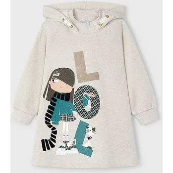 Dívčí šaty Mayoral šaty, tuniková mikina 4930 béžová, zelená barva: béžová, Rozměr: 92