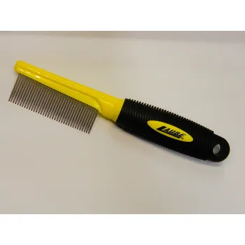 Kartáč pro zvířata Hřeben plastový s protiskluzovou rukojetí středně hustý.