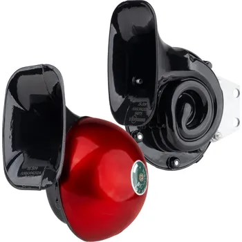 Zvuková signalizace klaksonu sada 2 ks červená 125 mm 12V AMIO-04075, , ,