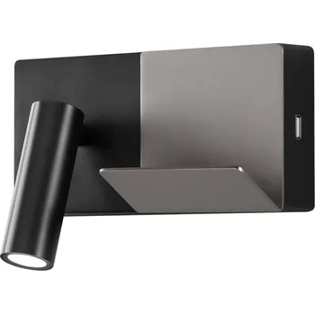 Lampička LEDS-C4 E-Lamp Mini LED nástěnné svítidlo černá/šedá - Ø místa 3 cm; police - výška 9 cm, šířka 9 cm černá, šedá LED 2.1 celkem - Doprava zdarma