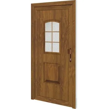 Vchodové dveře Plastové vchodové dveře Texas 100x200 cm P zlatý dub