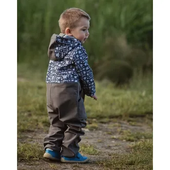 Chlapecká zimní kombinéza Dětská softshellová kombinéza, pandy a béžová 92