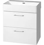 Leny, koupelnová skříňka s keramickým umyvadlem 60 cm, bíla, nové madlo